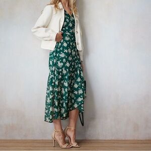 LC Lauren Conrad Teal Floral Long Sleeve Dress